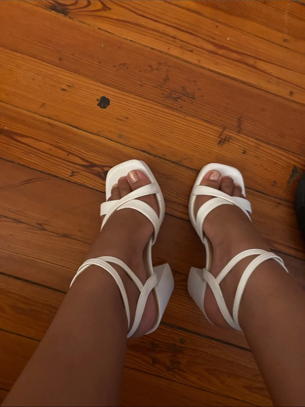 Windsor White Strappy Block Heel Sandals
